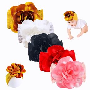 6" Handmade Flower with Soft Headband for Toddler Girls Baby Shower Birthday Gift (yellow set)