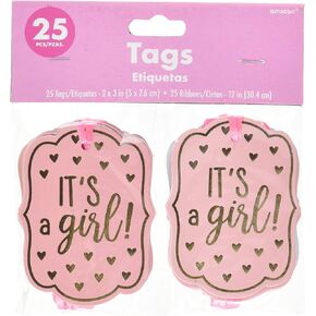 Elegant Blue Baby Shower Tags (Pack of 25) - 2" x 3" - Hot-Stamped Paper & Ribbon Material - Ideal for Gender Reveals, Announcements & Celebrations