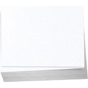 Hamilco White Linen Cardstock Paper - Flat 4.5x6.25" A6 Blank Index Cards Card Stock 80lb Cover 100 Pack