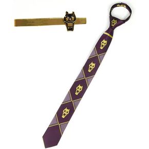 Kira Yoshikage Cospaly Tie Anime JoJo Merch Bizarre Adventure Tie For Unisex Tie Clip (Zipper style