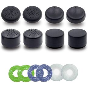 (14PCS) Controller Thumb Stick Caps, Silicone Thumb Grips for Steam Deck PS4 PS5 Xbox One (Series X, S) Joystick Caps with Precision Rings in Blue, Green, White Includes 3 Types of Damping.