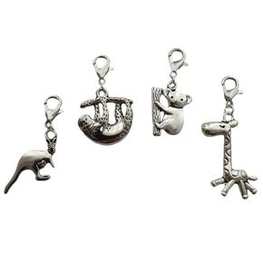 4 Pcs in set Koala Sloth Giraffe Clip on Charm, Shoe Charm Zipper Pull, Cute Purse Charm, Weired Jewelry Accessories