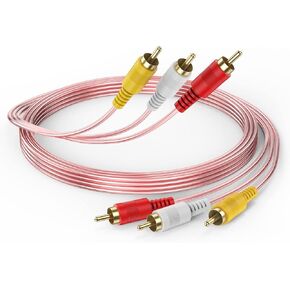 كابل AV بطول 6 أقدام، كابل 3 RCA ذكر إلى ذكر مكون صوت ستيريو ومخرج سلك فيديو محمي لمضخم صوت TV VCR DVD والمزيد in Kuwait