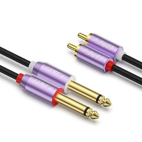 J&D Dual 1/4 inch TS to Dual RCA Cable, Gold Plated Purple Copper Shell RCA to 1/4 Stereo Audio Cable 2X 6.35mm 1/4 inch Male TS to 2 RCA Male Adapter Interconnect Cable, 6 Feet