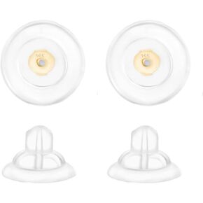 Universal EZback Earring Backs Soft Clear Silicone and 14k Yellow Gold Small 2 Pairs