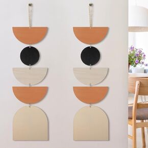 Wesiti 2 Pcs Moon Phase Decor Moon Cycle Hanging Wall Art Wooden Moon Phase Wall Decor Decorative Bohemian Moon Decorations for Living Bedroom Room Christmas