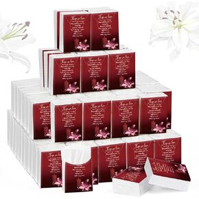 100 Packs Memorial Facial Tissues Those We Love Don't Go Away Inspirational Poem Pocket Tissues 3 Ply Tissue Napkins Packs Funerals Wedding Supplies for Family Relatives Guests, 700 Sheets (Candle)