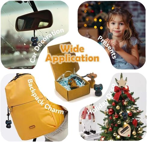 Cute Cat Car Rearview Mirror Hanging Ornament (Wood), Cool Vehicle Interior Accessories, Hanging Decoration, Backpack Charm, Exquisite Pendant, Great Gift in Saudi Arabia