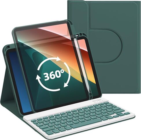 حافظة GOOJODOQ الجيل العاشر مع لوحة مفاتيح، iPad 10th Gen 10.9 بوصة 2022 حافظة دوارة ولوحة مفاتيح بلوتوث قابلة للفصل مع حامل أقلام لإصدار 10.9 بوصة 2022 A2696 A2757 A2777- أخضر داكن in Kuwait