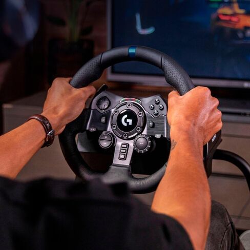 عجلة السباق والدواسات من لوجيتك G923 لأجهزة PS5 وPS4 والكمبيوتر الشخصي - أسود (متجدد) in Saudi Arabia