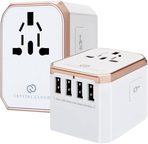 Universal Travel Adapter One International Wall Charger AC Plug Adaptor with 5.6A Smart Power and 3.0A USB Type-C for USA EU UK AUS CC-305Plus (Rosegold) in Saudi Arabia
