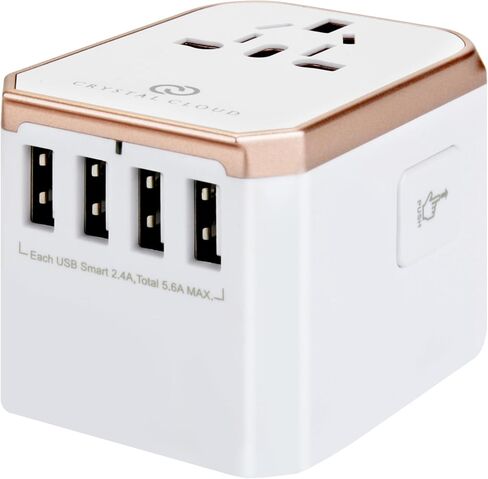 Universal Travel Adapter One International Wall Charger AC Plug Adaptor with 5.6A Smart Power and 3.0A USB Type-C for USA EU UK AUS CC-305Plus (Rosegold) in Saudi Arabia
