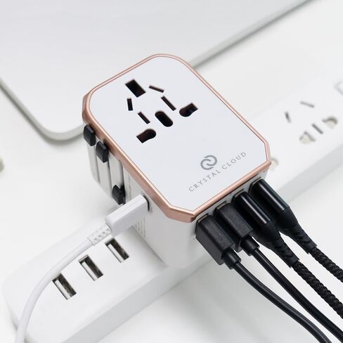 Universal Travel Adapter One International Wall Charger AC Plug Adaptor with 5.6A Smart Power and 3.0A USB Type-C for USA EU UK AUS CC-305Plus (Rosegold) in Saudi Arabia
