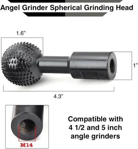 2 PCS Wood Bowl Spoon Carving Tool, M14 Thread Sphere Rotary Burr, Carbon Steel Drill Bit, Grinding Head for 4-1/2 and 5 inch Angle Grinder, Woodworking Rotary Rasp File in Saudi Arabia
