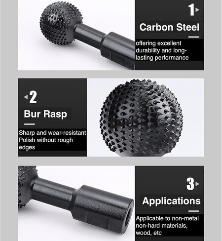 2 PCS Wood Bowl Spoon Carving Tool, M14 Thread Sphere Rotary Burr, Carbon Steel Drill Bit, Grinding Head for 4-1/2 and 5 inch Angle Grinder, Woodworking Rotary Rasp File in Saudi Arabia