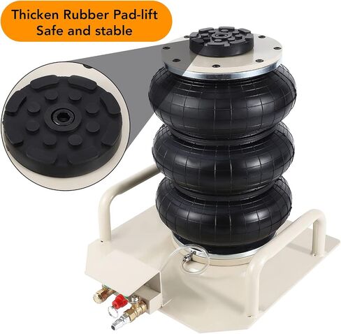 Portable Pneumatic Jack 3T/6600lbs Triple Bag Air Jack Fast Lifting Pneumatic Car Repair with Short Hand, Lifting Height Up to 15.75 Inch（Beige） in Saudi Arabia