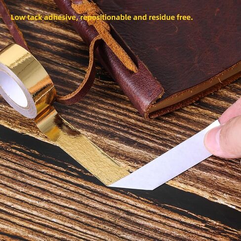 Solid Foil Washi Tape - Low Tack Self Adhesive Decorative Washi Tape Shiny Metallic Color - 3/5 Inch Wide and 66 FT Long Total, Gold in Saudi Arabia