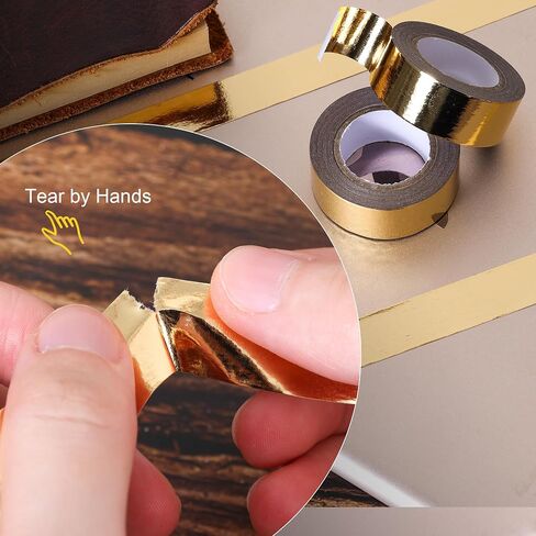 Solid Foil Washi Tape - Low Tack Self Adhesive Decorative Washi Tape Shiny Metallic Color - 3/5 Inch Wide and 66 FT Long Total, Gold in Saudi Arabia