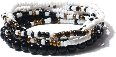 Caiyao 6Pcs Stackable Colorful Bohemian Beads Bracelet for Women Girls Multi Layer Handmade Boho Beads Layered Stretch Multistrand Bangles Bracelets Beach Anklets Summer Surfer Jewelry in Saudi Arabia