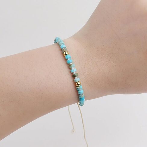 Healing Crystal Ankle Bracelets for Woman Girls, Adjustable Natural Gemstone Anklets in Kuwait