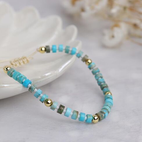 Healing Crystal Ankle Bracelets for Woman Girls, Adjustable Natural Gemstone Anklets in Kuwait