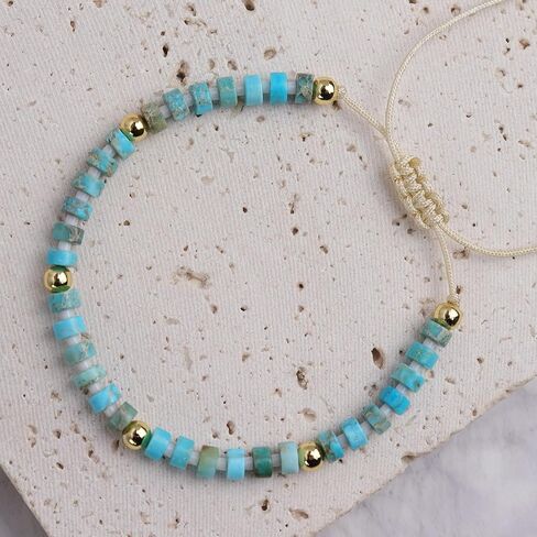 Healing Crystal Ankle Bracelets for Woman Girls, Adjustable Natural Gemstone Anklets in Kuwait