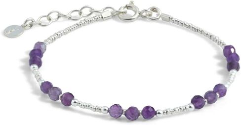 Energetic Amethyst Beads Bracelet, Amethyst & Sterling Silver Bracelet, Elegant Purple Stones for Inner Balance and Style, Ideal Gift for Women in Saudi Arabia