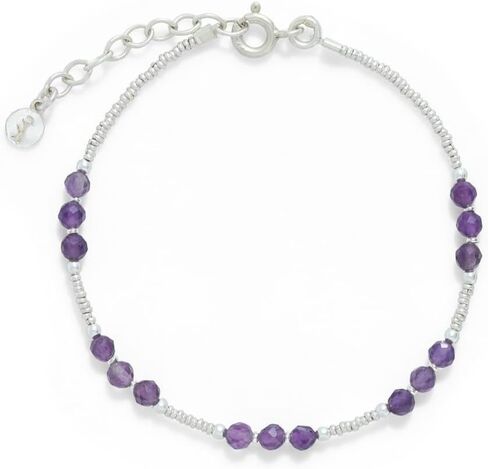 Energetic Amethyst Beads Bracelet, Amethyst & Sterling Silver Bracelet, Elegant Purple Stones for Inner Balance and Style, Ideal Gift for Women in Saudi Arabia