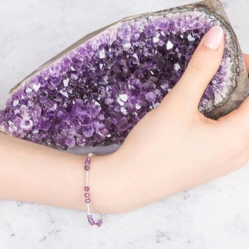 Energetic Amethyst Beads Bracelet, Amethyst & Sterling Silver Bracelet, Elegant Purple Stones for Inner Balance and Style, Ideal Gift for Women in Saudi Arabia