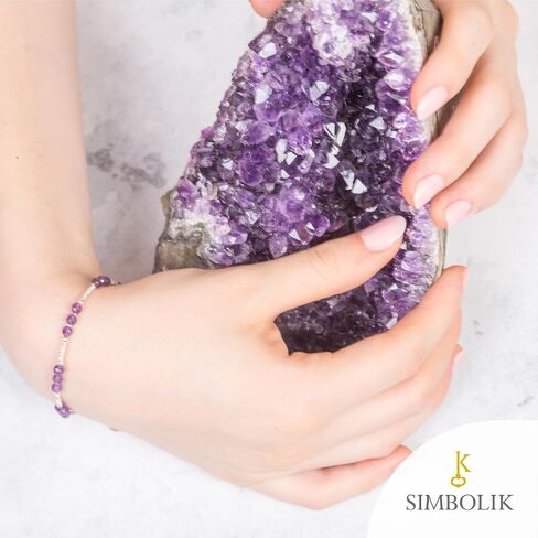 Energetic Amethyst Beads Bracelet, Amethyst & Sterling Silver Bracelet, Elegant Purple Stones for Inner Balance and Style, Ideal Gift for Women in Saudi Arabia