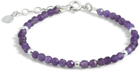 Energetic Amethyst Beads Bracelet, Amethyst & Sterling Silver Bracelet, Elegant Purple Stones for Inner Balance and Style, Ideal Gift for Women in Saudi Arabia