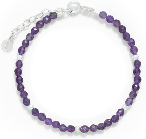 Energetic Amethyst Beads Bracelet, Amethyst & Sterling Silver Bracelet, Elegant Purple Stones for Inner Balance and Style, Ideal Gift for Women in Saudi Arabia