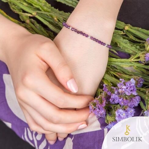 Energetic Amethyst Beads Bracelet, Amethyst & Sterling Silver Bracelet, Elegant Purple Stones for Inner Balance and Style, Ideal Gift for Women in Saudi Arabia