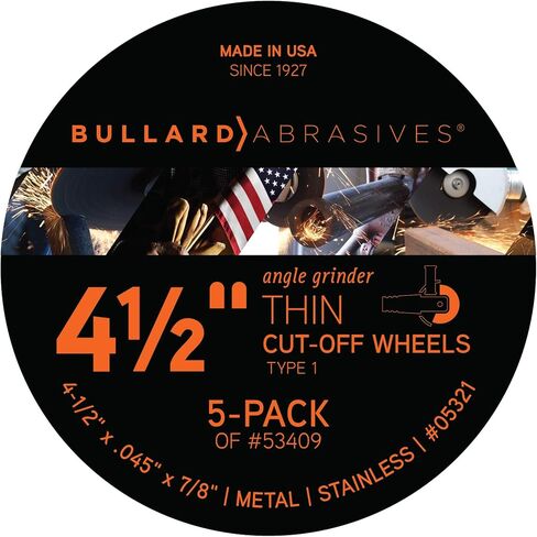 Type 1, 4-1/2 x .045 x 7/8 Thin Cut-Off Wheel T1 for Angle Grinder 53409 Metal Cutting (Pack of 5) in Kuwait