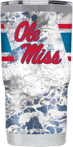 كوب Gametime Sidekicks Ole Miss سعة 20 أونصة - مرخص رسميًا، 18/8 من الفولاذ المقاوم للصدأ، جدار مزدوج، معزول بالفراغ، شعارات مطبوعة بالأشعة فوق البنفسجية LED، بدون عرق، يبقى ساخنًا/باردًا - شجرة مموهة حقيقية in Saudi Arabia