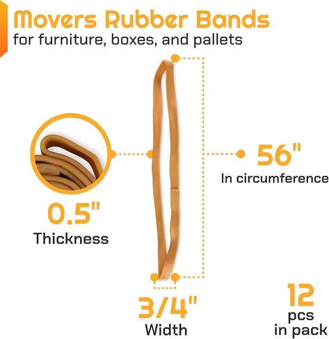 IDL Packaging 56" Strong, Elastic & Flexible Rubber Bands, Pack of 4, Beige - 2X Elasticity, 80% Natural Rubber - Extra Strong Mover Bands for Furniture, Boxes, Moving Blankets in Saudi Arabia