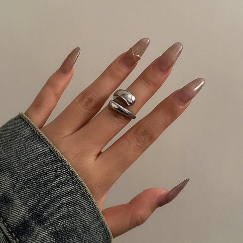 Chunky Gold Rings for Women Adjustable Chunky Silver Round Dome Ring Minimalist Gold Filled Stackable Rings in Saudi Arabia