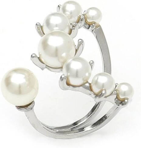 Vintage Crystal Pearl Rings for Women Girls,Stacking Promise Pearl Rings Adjustable Open Pearl Finger Ring Trendy Personality Pearl Statement Jewelry Gifts in Saudi Arabia