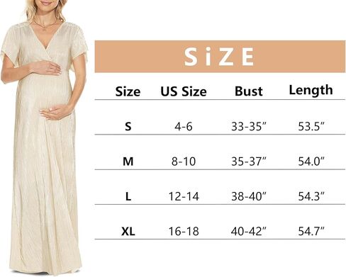 فستان للحمل بأكمام واسعة مطوي على شكل آلهة يونانية/فستان طويل برقبة على شكل حرف V لالتقاط الصور لحفلة استقبال المولود الجديد in Kuwait