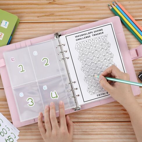 Aliceset 100 Envelopes Money Saving Challenge Binder, Easy and Fun Way to Save 5, 050, Budget Binder Savings Challenge Book with Cash Envelopes for Budgeting Planner Saving Money(Black, White) in Saudi Arabia