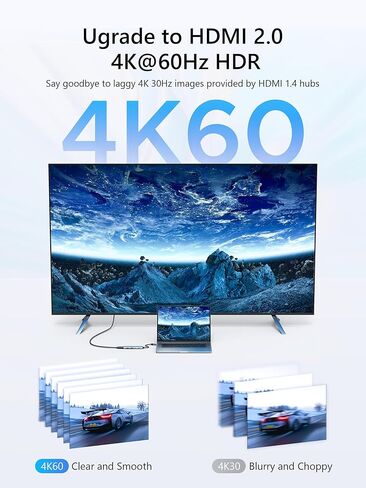 WARRKY USB C Hub 5 في 1 【4K 60 هرتز HDMI】 منافذ A&C من النوع 5 جيجابت في الثانية، PD 100 وات، محطة إرساء متينة من الألومنيوم والنايلون، محول USBC متعدد المنافذ متوافق مع MacBook Pro/Air، iPad Pro، iPhone 15، أجهزة الكمبيوتر المحمولة in Kuwait