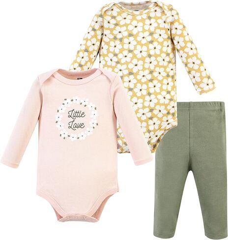 Hudson Baby baby-girls Unisex Baby Cotton Bodysuit and Pant Set, Sage Floral Wreath, 18-24 Months in Saudi Arabia