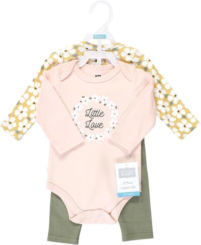 Hudson Baby baby-girls Unisex Baby Cotton Bodysuit and Pant Set, Sage Floral Wreath, 18-24 Months in Saudi Arabia