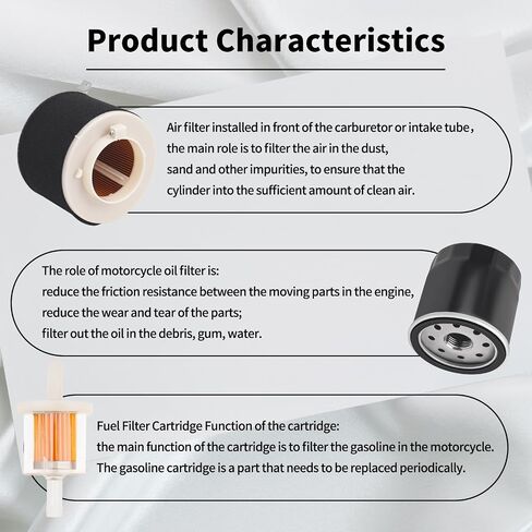 Air Filter 11029-1004 & Oil Filter 49065-2057 49065-2062 & Fuel Filter 49019-0027 691035 Compatible with Kawasaki Mule 500 520 550 600 610 2500 2510 2520 KAF400A KAF400 KAF300 KAF300A KAF620A in Saudi Arabia