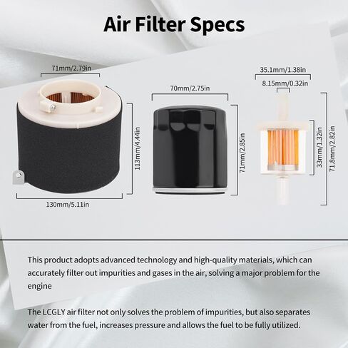 Air Filter 11029-1004 & Oil Filter 49065-2057 49065-2062 & Fuel Filter 49019-0027 691035 Compatible with Kawasaki Mule 500 520 550 600 610 2500 2510 2520 KAF400A KAF400 KAF300 KAF300A KAF620A in Saudi Arabia