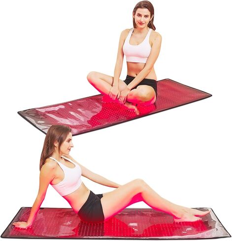 جهاز العلاج بالضوء الأحمر من ALDIOUS، وسادة إضاءة حمراء وبالقرب من الأشعة تحت الحمراء 1440 قطعة، حصيرة علاج بالضوء LED لكامل الجسم 67 بوصة × 23.6 بوصة، وسادة حمراء كبيرة لوضع المنزل مع وضع النبض، وضع التسخين، مؤقت قابل للتعديل in Kuwait