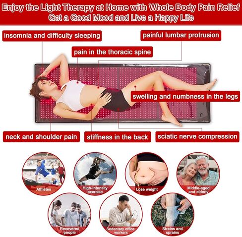 جهاز العلاج بالضوء الأحمر من ALDIOUS، وسادة إضاءة حمراء وبالقرب من الأشعة تحت الحمراء 1440 قطعة، حصيرة علاج بالضوء LED لكامل الجسم 67 بوصة × 23.6 بوصة، وسادة حمراء كبيرة لوضع المنزل مع وضع النبض، وضع التسخين، مؤقت قابل للتعديل in Kuwait
