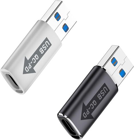 محول Poyiccot USB A إلى USB C، محول USB3.1 QC إلى USB C PD، محول USB ذكر إلى USB C أنثى، موصل شحن وظيفة QC بسرعة 10 جيجابت في الثانية إلى PD للقرص الصلب/بطاقة الصوت/قرص U، لونين in Saudi Arabia