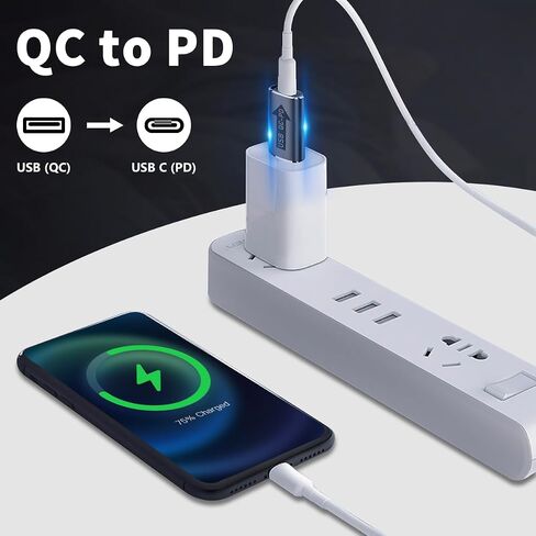 محول Poyiccot USB A إلى USB C، محول USB3.1 QC إلى USB C PD، محول USB ذكر إلى USB C أنثى، موصل شحن وظيفة QC بسرعة 10 جيجابت في الثانية إلى PD للقرص الصلب/بطاقة الصوت/قرص U، لونين in Saudi Arabia