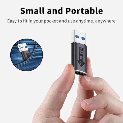 محول Poyiccot USB A إلى USB C، محول USB3.1 QC إلى USB C PD، محول USB ذكر إلى USB C أنثى، موصل شحن وظيفة QC بسرعة 10 جيجابت في الثانية إلى PD للقرص الصلب/بطاقة الصوت/قرص U، لونين in Saudi Arabia